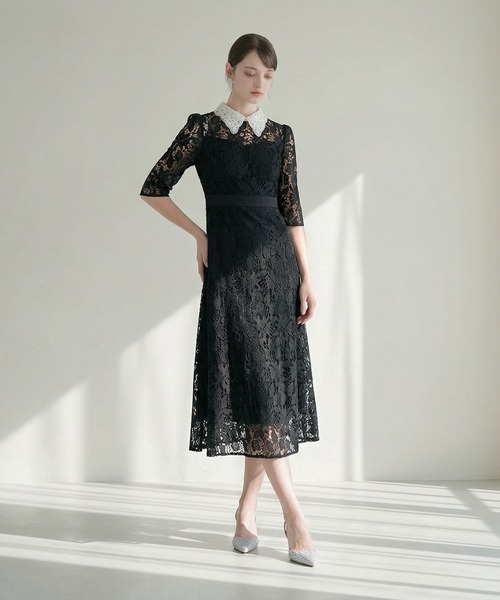 Leja（レジャ） ドレス 「LEJA」花柄レースビジューカラーAライン