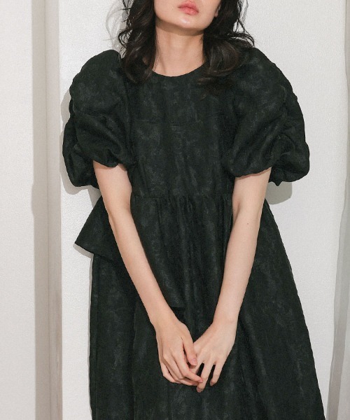 DONOBAN（ドノバン） ドレス 「ANDRESD」bubble sleeve jacquard dress