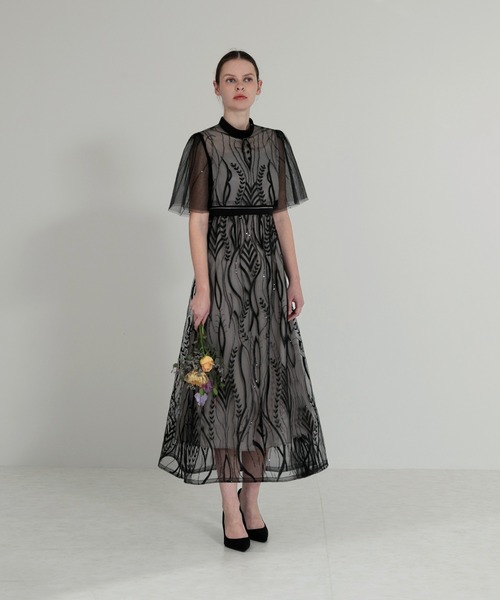 Leja（レジャ） ドレス 「LEJA」ボレロ付きレース刺繍プチハイネック