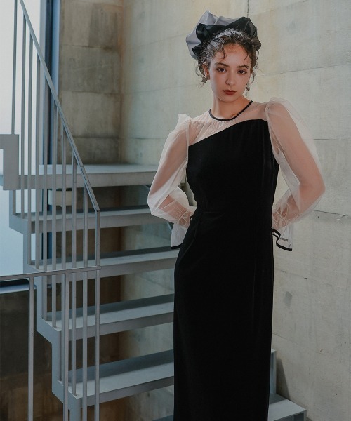 Callarus ドレス アシメデザインベロアワンピースドレス「Callarus