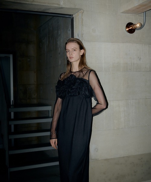 LE'RURE ドレス Wavy frill bustier stripe dress : ZOZOTOWN Yahoo!店