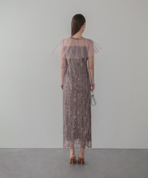 Leja（レジャ） ドレス 「LEJA」シアーケープスパンコールIライン