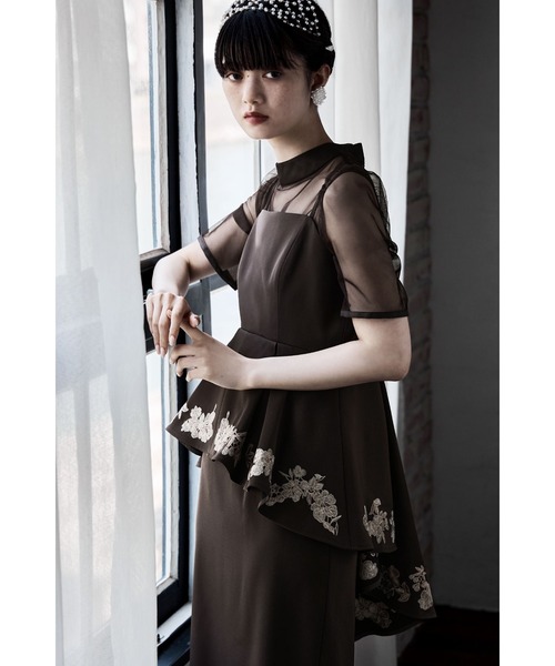 etoll.（エトル） ドレス 刺繍ペプラムビスチェ＆Iラインドレス