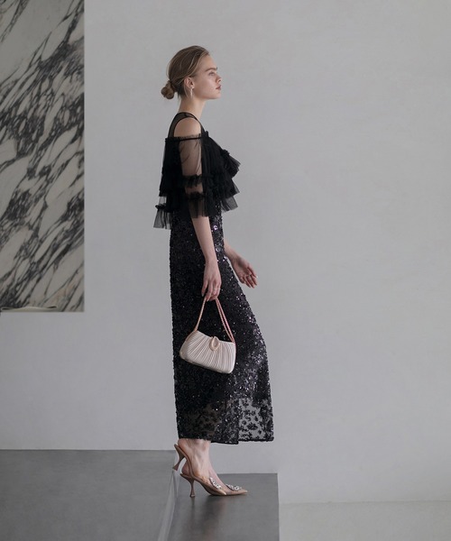 Leja（レジャ） ドレス 「LEJA」チュールフリルオフショルダー