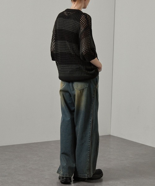 ジーンズ 「Alfred Alex」3WAYヴィンテージ加工ジップデザインバギー