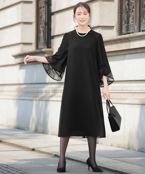 Flolia（フロリア） ワンピース 「喪服・礼服」レース切替えフレア