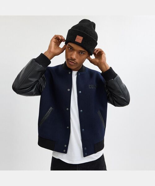 COACH（コーチ） ニット帽 ニットキャップ ニット ビーニー・レザー