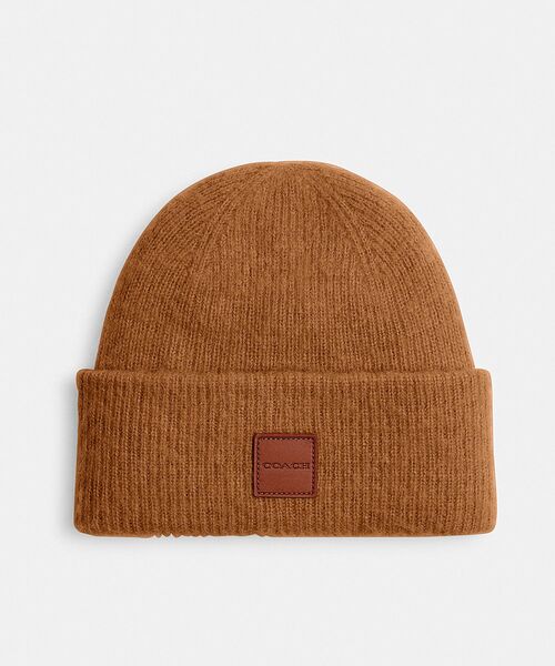 COACH（コーチ） ニット帽 ニットキャップ ニット ビーニー・レザー