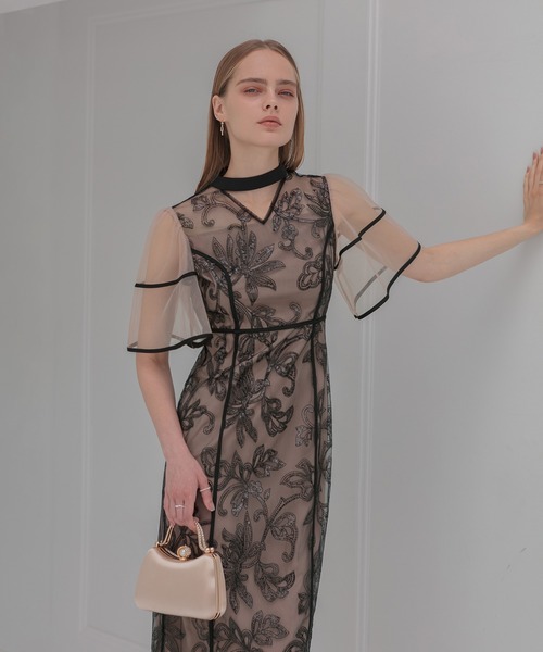 Leja（レジャ） ドレス 「LEJA」スパンコールフラワーIライン