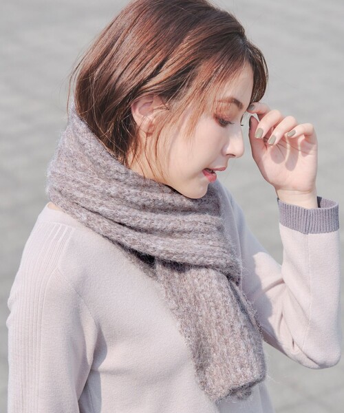 Tiaclasse マフラー ストール リブ編みマフラー レディース : ZOZOTOWN