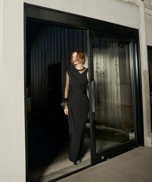 et.UNiVER フリルスリーブドレス ブラック オケージョン 参列 ドレス