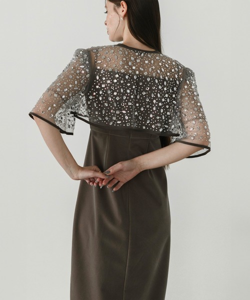 Leja（レジャ） ドレス 「LEJA」ビジューストーンボレロベロアスリット
