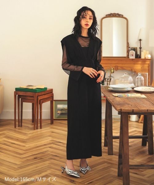 DONOBAN（ドノバン） ドレス 「ANDRESD」V line jacquard dress