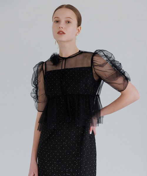 Leja（レジャ） ドレス 「LEJA」チュールフラワーモチーフドット