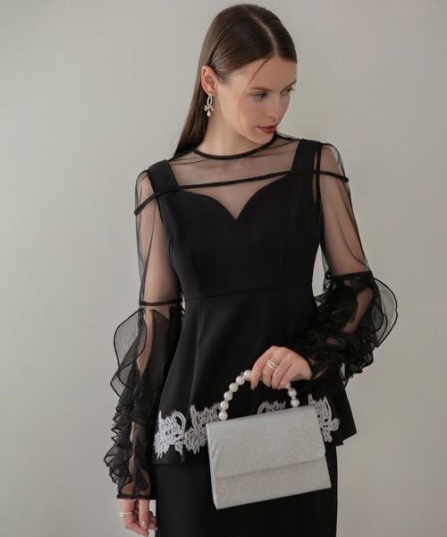 Leja（レジャ） ドレス 「LEJA」シアースリーブフリルペプラムタイト