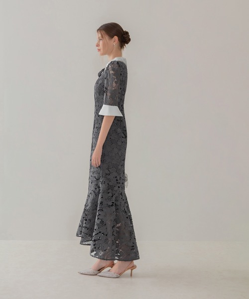 Leja（レジャ） ドレス 「LEJA」パールカラーボウタイフラワーレース