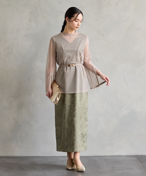 AIMER（エメ） ドレス チュールブラウス付きジャカードIライン