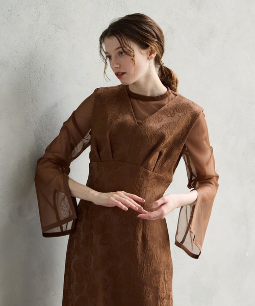 AIMER（エメ） ドレス チュールブラウス付きジャカードIライン