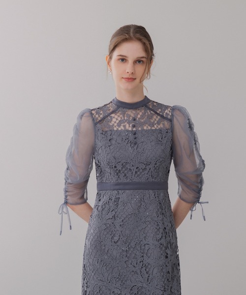 Leja（レジャ） ドレス 「LEJA」シアーレースパフスリーブスリットI
