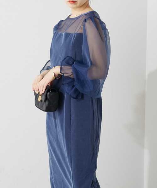 Chico（チコ） ドレス 「SALON by Chico限定」配色シースルータイト