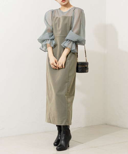 Chico（チコ） ドレス 「SALON by Chico限定」配色シースルータイト