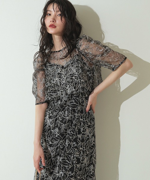 Kana ドレス 花柄刺繍 レースボレロ キャミワンピース 2点セット