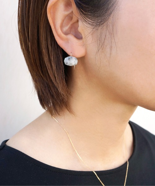anq.（アンク） ピアス 「anq.」K10・ OneStoneピアス(ターコイズ