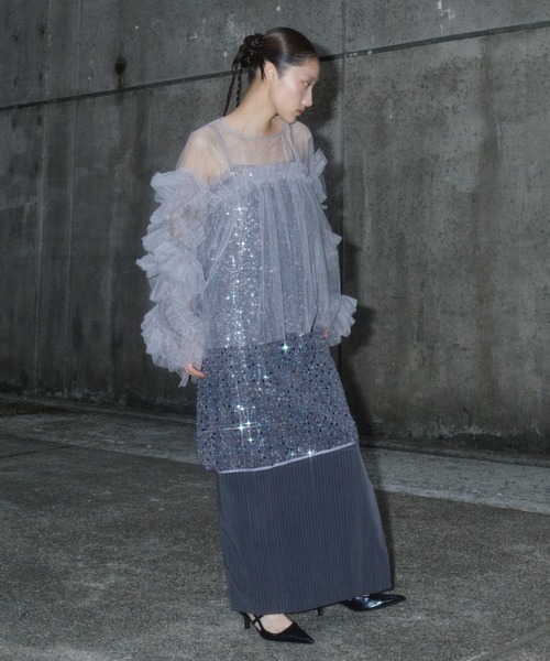 ANDRESD ドレス デコラティブチュールトップス / decorative tulle