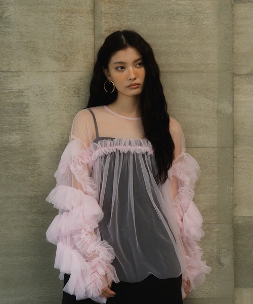 ANDRESD ドレス デコラティブチュールトップス / decorative tulle