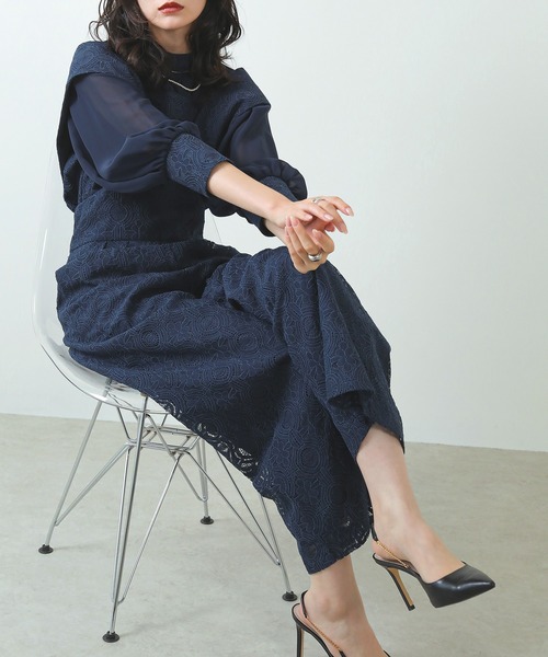 Kana パンツドレス 幾何学柄 レース セットアップ パンツ パーティー