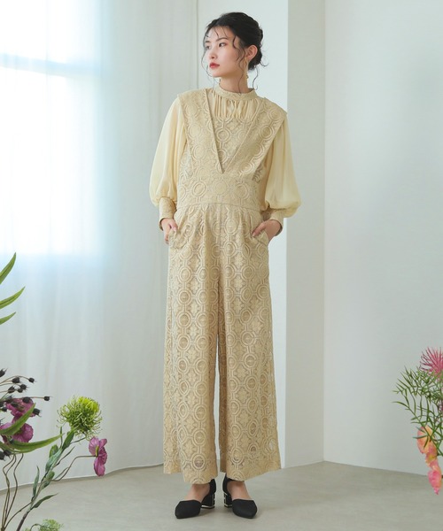 Kana パンツドレス 幾何学柄 レース セットアップ パンツ パーティー