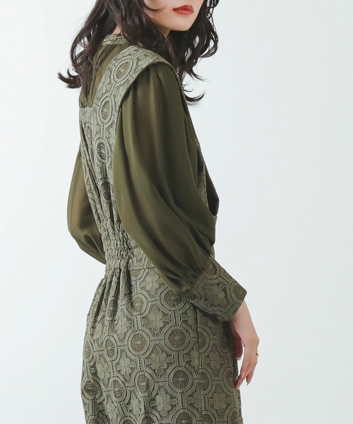 kana】 2点セット 幾何学柄レース パンツドレス 結婚式 niana M kana