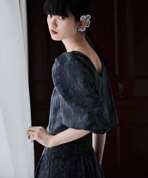 etoll.（エトル） パンツドレス ジャガードクロップブラウス＆タック