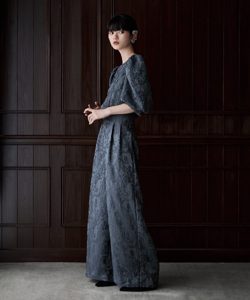 etoll.（エトル） パンツドレス ジャガードクロップブラウス＆タック