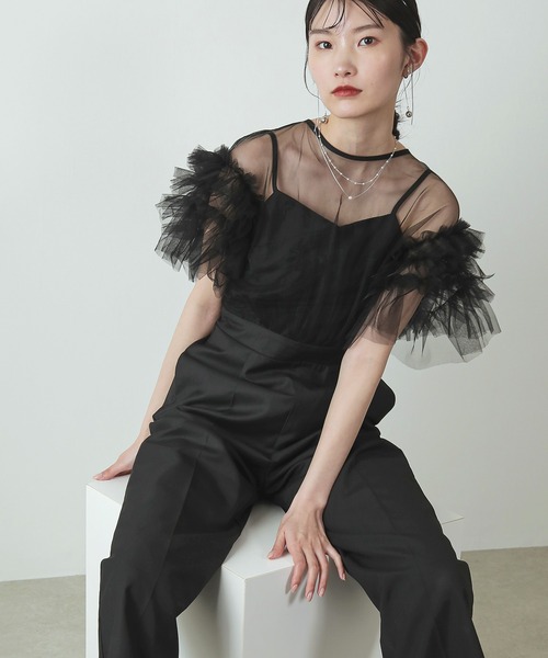 Kana パンツドレス チュール ティアードフリル ハイウエスト