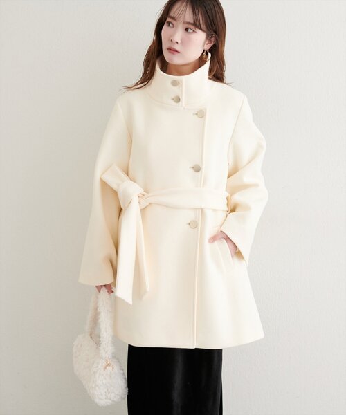 natural couture コート アウター 「ako」スタンドカラーミドル丈