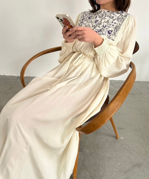 Edit Sheen（エディットシーン） ワンピース フラワー刺繍ロング