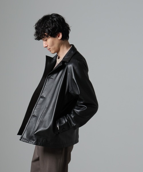nano universe/レザージャケット/sizeM/黒/ラムレザー nano universe