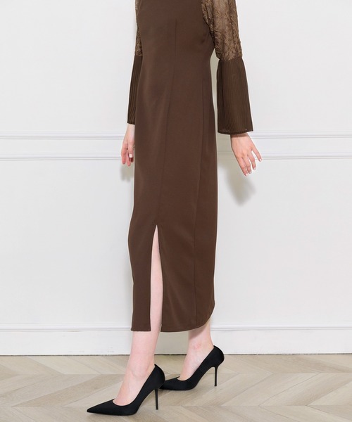 Leja（レジャ） ドレス 「LEJA」レース切替スリットAラインロング