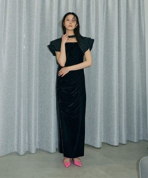 ANDRESD ドレス ドレープベロアドレス / drape velour dress