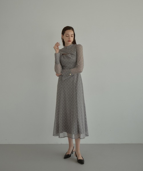 ANDRESD ドレス バックオープンジオメトリックドレス / back open