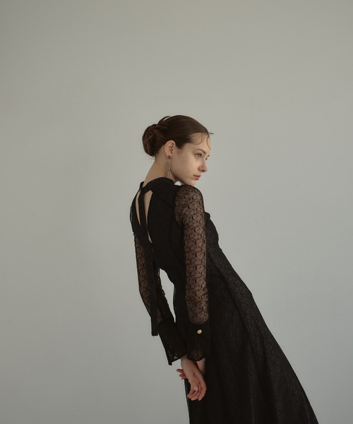 ANDRESD ドレス バックオープンジオメトリックドレス / back open