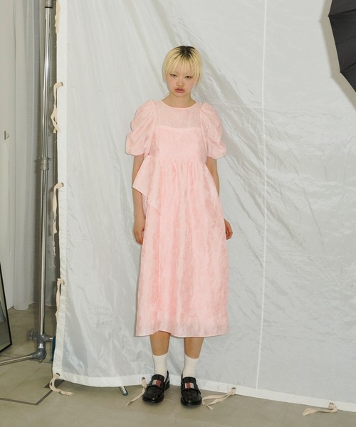 ANDRESD ドレス バブルスリーブジャガードドレス / bubble sleeve