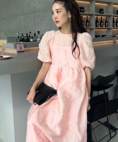 ANDRESD ドレス バブルスリーブジャガードドレス / bubble sleeve