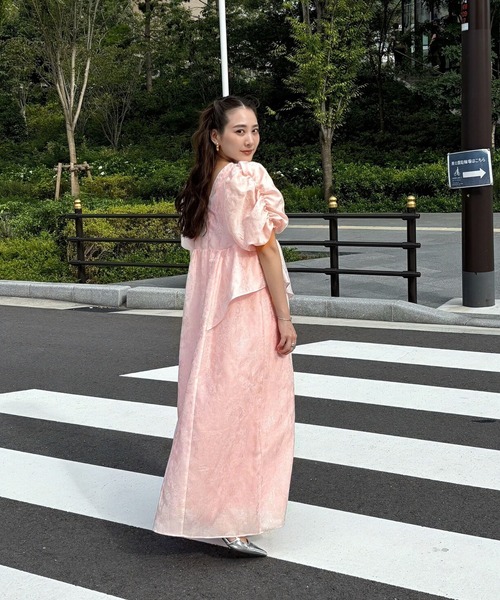 ANDRESD ドレス バブルスリーブジャガードドレス / bubble sleeve