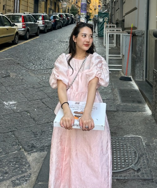 ANDRESD ドレス バブルスリーブジャガードドレス / bubble sleeve