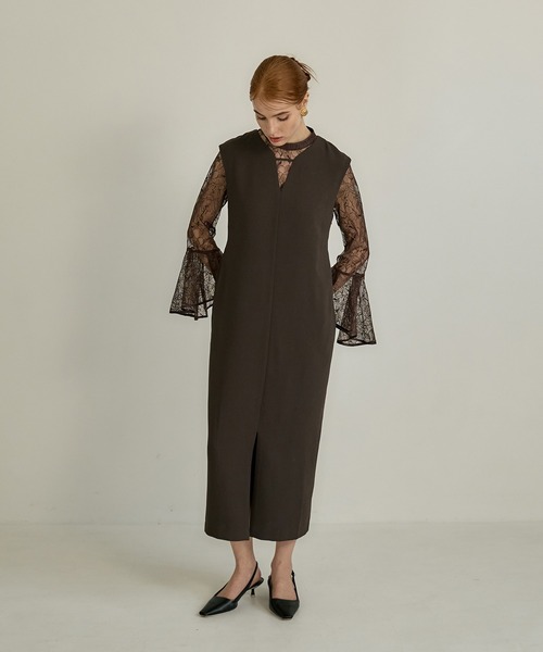 ANDRESD ドレス ベルスリーブスリットドレス / bell sleeve slit dress