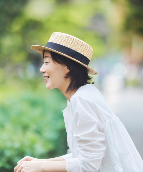 田中帽子店 帽子 ハット 日本製 浅め 麦わらカンカン帽 マラン・ジー