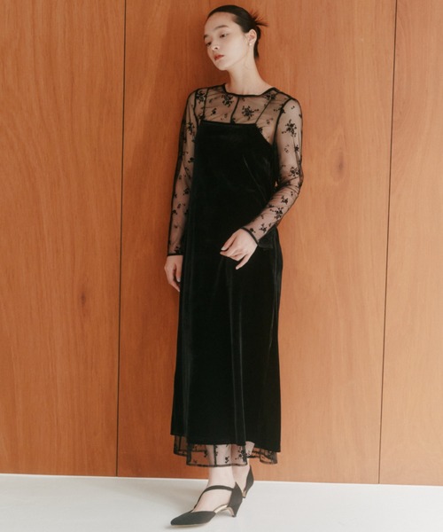 kaene（カエン） ドレス フロッキーベロア2wayドレス「結婚式 二次会