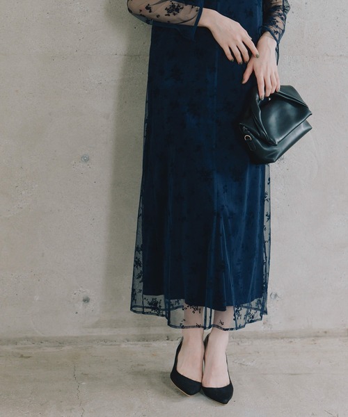 kaene（カエン） ドレス フロッキーベロア2wayドレス「結婚式 二次会